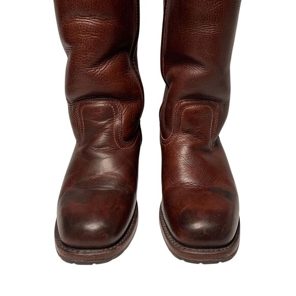 Rare! Vintage Frye Campus Shearling Tall Leather Pull On Boots Square Toe 7.5 - Picture 3 of 10